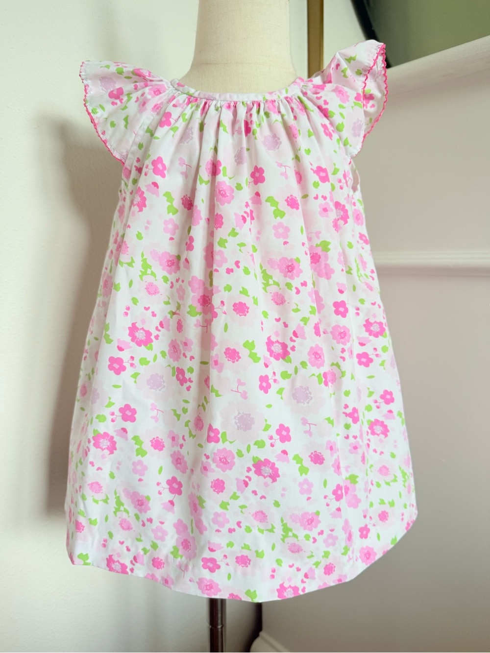 Zuccini Kids Girls Size 6 Pink Floral Flutter Sleeve Swing Top